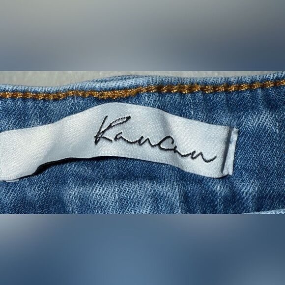 Kancan light wash midrise Denim Distressed Women Shorts size 9/28 #713 - Picture 4 of 8